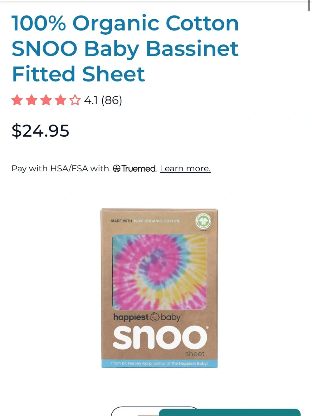 100% Organic Cotton SNOO Baby Bassinet Fitted Sheet